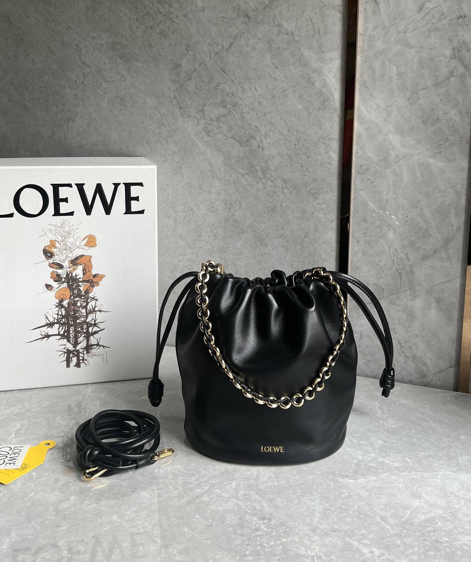 Loewe Flamenco Purse Bucket in Mellow Nappa Lambskin Black